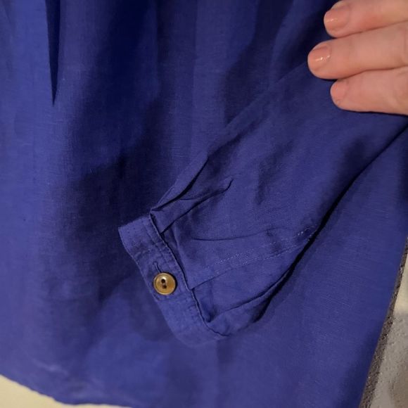 J.Crew 100% Purple linen long sleeve w cuff buttons Sz 00 - Picture 5 of 6
